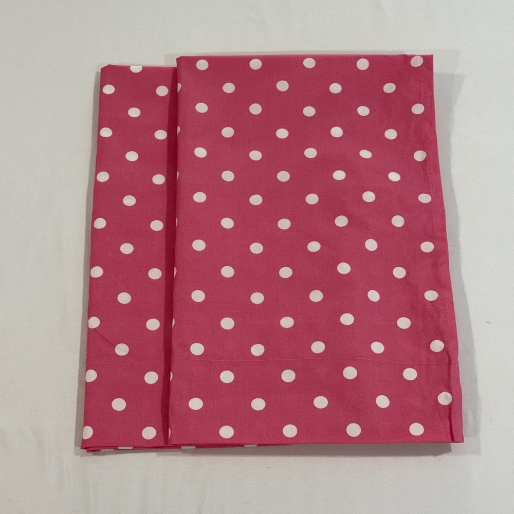 PBteen Pink‎ Polka Dot Pillowcase Standard 100% Cotton Made in USA Vintage 2006